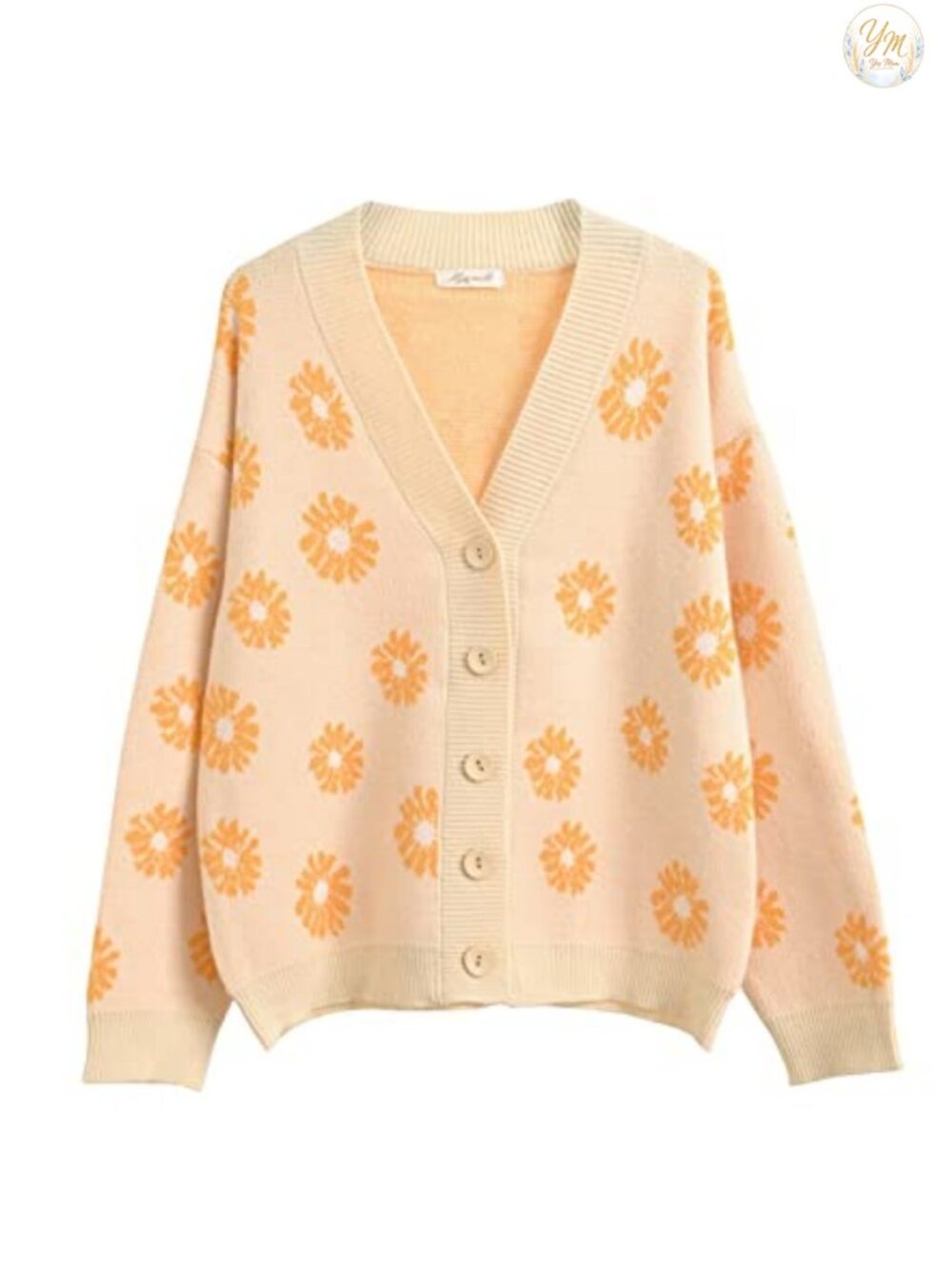 Womens Long Sleeve V Neck Button Knit Cardigan Sweater Loose Retro
